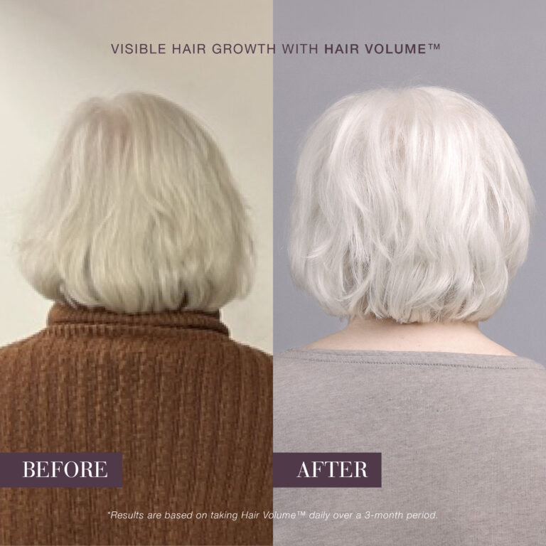 Enne ja pärast: täidlasemad ja säravamad juuksed pärast New Nordic Hair Volume™ kasutamist.