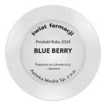 Silver award plate showing Świat Farmacji Product of the Year 2022 recognition for Blue Berry.
