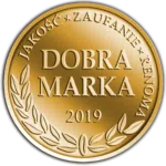 Gold award seal showing Dobra Marka 2017 quality certification.