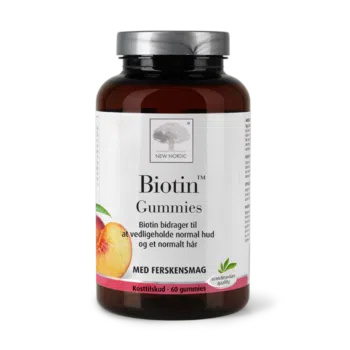 New Nordic Biotin™ GUMMIES virsikumaitselised kummi-kommid aitavad säilitada naha ja juuste normaalset seisundit ning normaalset ainevahetust.