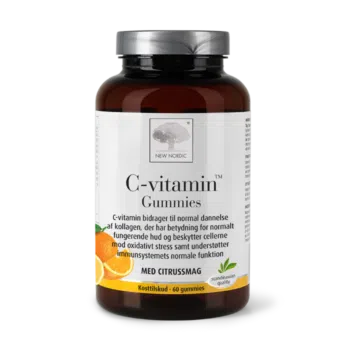 New Nordic C-vitamin™ GUMMIES sisaldavad C-vitamiini, mis aitab toetada normaalset kollageeni sünteesi, immuunsüsteemi tööd ja kaitsta rakke oksüdatiivse kahjustuse eest.