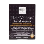 New Nordic Hair Volume™ Post Menopause tablettide pilt – õunaekstrakti, B-grupi vitamiinide, tsingi, biotiini ja lutserniekstrakti sisaldus aitab säilitada tihedamad ja läikivad juuksed.