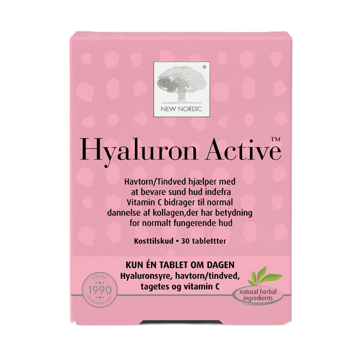 di_webpackshot_hyaluronactive_dk New Nordic Hyaluron Active™ tablettide pilt – hüdroksüülhappe ja astelpaju ekstraktiga aitab säilitada naha täidlust ja nooruslikku sära.