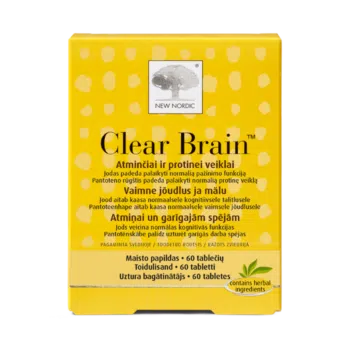 New Nordic Clear Brain™ tabletid, mis sisaldavad B-grupi vitamiine, aitavad säilitada kognitiivseid funktsioone ja vaimset aktiivsust ning vähendada väsimustunnet ja kurnatust.