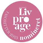 Logo tekstiga „Liv Pro Age Favoritter 2023 – Nomineret”, mis rõhutab selle auhinna nominatsiooni.