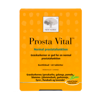 New Nordic Prosta Vita™ tabletid aitavad toetada meeste tervist ja elujõudu tänu kõrvitsaseemneekstrakti, foolhappe ja taimeekstraktide kombinatsioonile. Toote pilt.