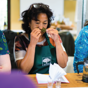 Herbal Schools 36 Naine nuusutab ürte taimekooli üritusel, tutvub taimedega ja õpib nende kasutusvõimalusi tundma.
