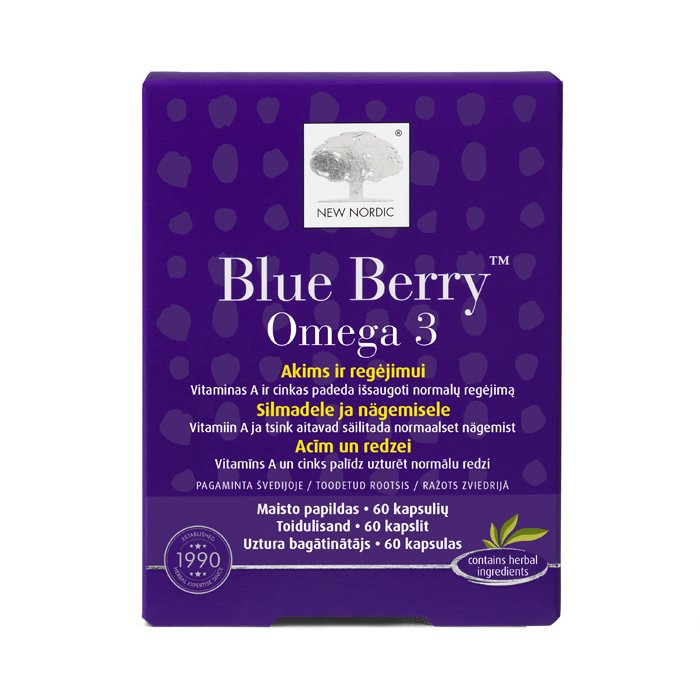 i_packshot_blueberry_omega_BALTIC New Nordic Blue Berry™ Omega 3 – 60 kapsulas.