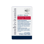 New Nordic multivitamin active man energy boost pakend läbipaistval taustal.
