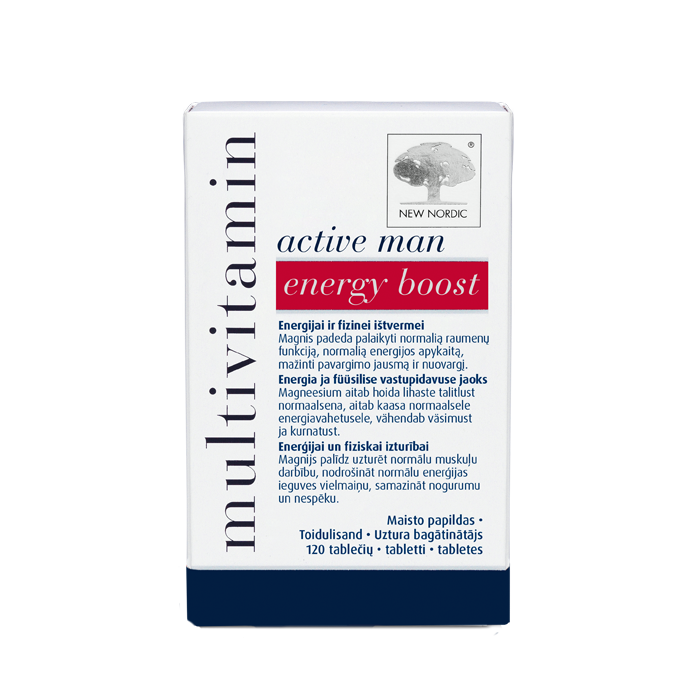 i_packshot_multivitamin_activeman_energyboost_120_baltic New Nordic multivitamin active man energy boost pakend läbipaistval taustal.