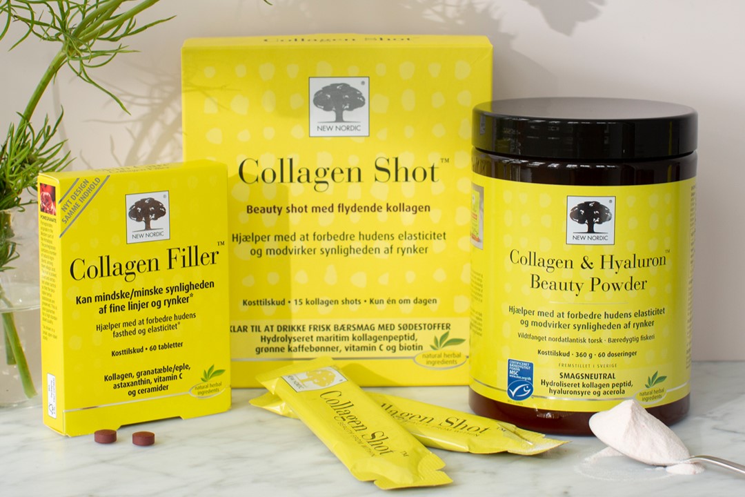 New Nordic Collagen Filler™, Collagen Shot™ ja Collagen & Hyaluron Beauty Powder™ kollageenitooted.