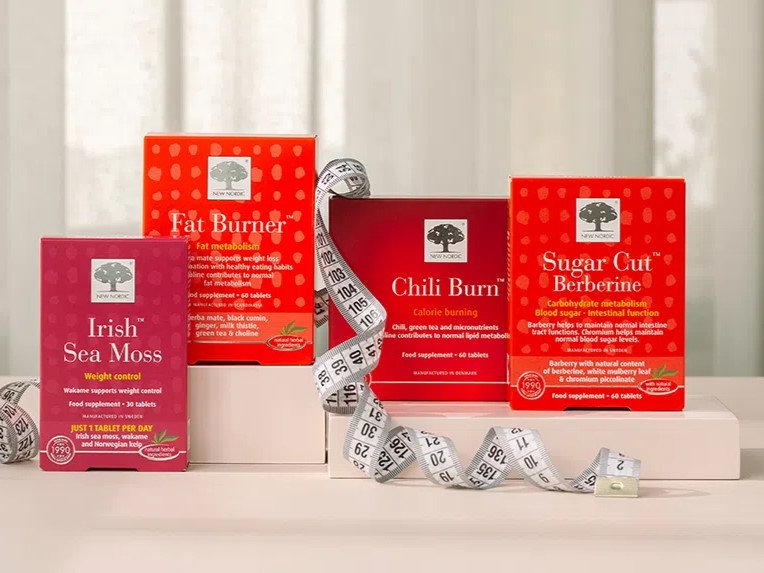 New Nordic Irish Sea Moss™, Fat Burner™, Chili Burn™ ja Sugar Cut™ Berberine toidulisandid koos mõõdulindiga.