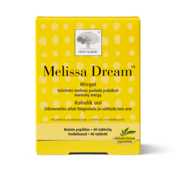 New Nordic Melissa Dream™ toidulisand sidrunmelissiga rahuliku une toetamiseks.